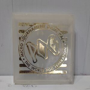 Vintage 90s POG World POG Federation Micro Tournament Case Clear Gold Logo